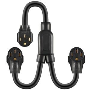 3FT 14-50P 4 Prong Y Splitter for 50AMP RV - Heavy Duty Extension Cord Adapter