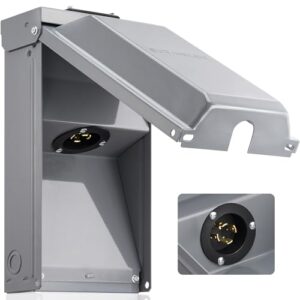 30 Amp Weatherproof Generator Inlet Box - NEMA L14-30P Power Inlet for 4-Prong Generator Cord