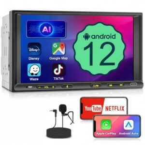 7 Inch Double Din Car Stereo with Wireless Apple CarPlay & Android Auto