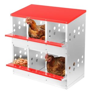 Heavy Duty Metal Chicken Nesting Boxes - 6-Hole Design with Swing Perch