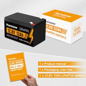 HumsiENK 12V 12Ah LiFePO4 Battery with Integrated 12A BMS and Cold Temperature Shield