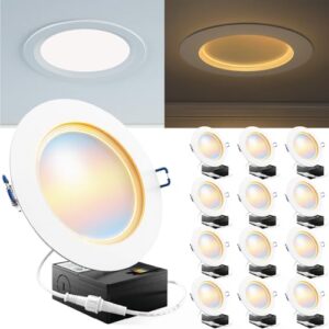 12 Pack 6 Inch Ultra Thin LED Recessed Ceiling Lights - Dimmable & Selectable Color Temperature