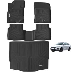 BACHENG Floor Mats & Velcro Cargo Liners for Ford Escape 2020-2024