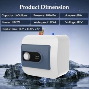 Electric Mini Tank Water Heater - 1.58 Gallon Under Sink Hot Water Heater