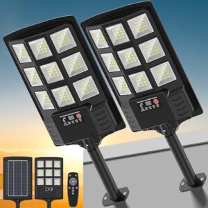 320° Wide Angle Solar Street Lights - 36000LM Outdoor LED Flood Lights with Motion Sensor
