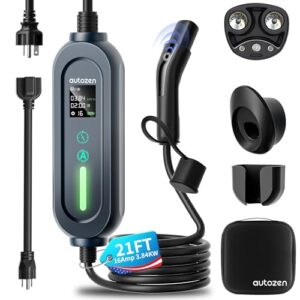 Level 1+2 Portable Tesla Charger - Adjustable 16Amp Smart Electric Car Charger