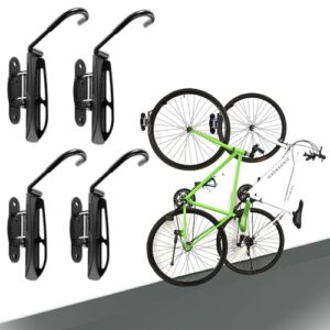 Wallmaster Swivel Bike Rack Hanger - Garage Wall Mount Bike Storage Hook (4 Pack)