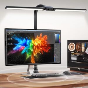 LED Desk Lamp for Home Office - Eye-Caring Double Head Task Light with Clamp