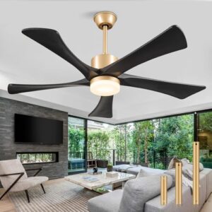 52-Inch Black and Gold Ceiling Fan with Lights and Remote Control