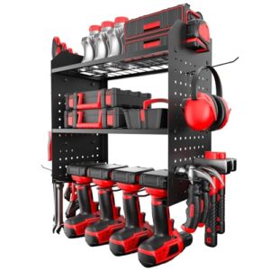 HUWAILE Heavy Duty Power Tool Organizer Wall Mount - 3 Layer Metal Tool Storage Rack