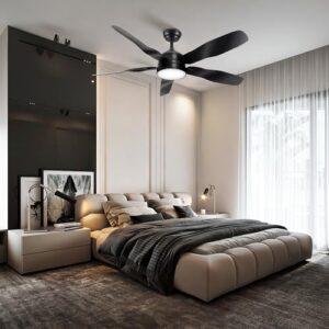 LUMOLITE 52" Curved Blades Ceiling Fan with LED Light and Remote Control