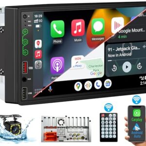 7" Wireless Double Din Car Stereo with Apple CarPlay & Android Auto