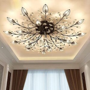 Modern Crystal Ceiling Light Fixture - 15-Lights Semi Flush Mount Chandelier