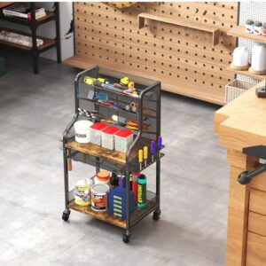 LUMAMU Heavy-Duty Rolling Utility Cart with Drawer and Compartments