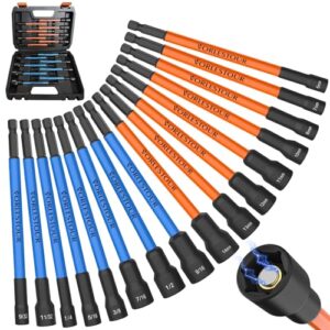 16PCS Magnetic Nut Driver Set - SAE & Metric for Impact Drill