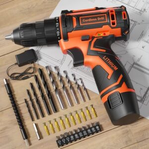 12V Cordless Drill Set with 42 Accessories and LED Light