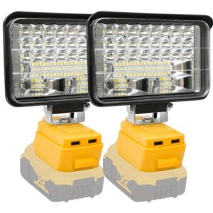 [2 Packs] Cordless 20V Max LED Work Light for Dewalt 20V Battery – Versatile Battery-Powered Flood Light
