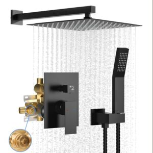 Rocienty Petra 12-Inch Rainfall Shower System with Handheld Spray – Matte Black