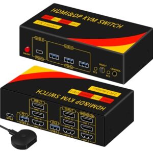 8K DisplayPort KVM Switch for Dual Monitors and USB Sharing