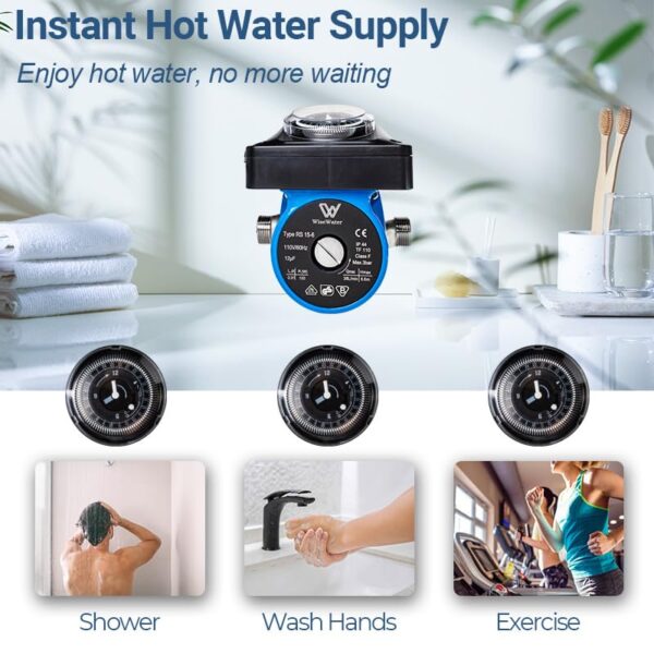 110V Hot Water Circulation Pump with Timer - Efficient 10 GPM Recirculation - Image 4