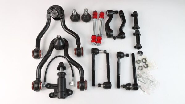 15pc Front End Suspension Kit with Polyurethane Bushing for 1995-1999 Chevy GMC K1500 K2500 Tahoe Yukon Cadillac Escalade - 4WD Stamped Steel Lower Control Arms - Image 7