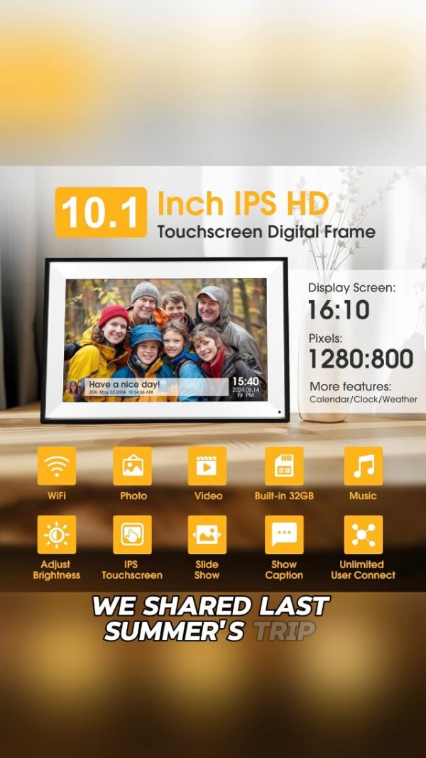 10.1 Inch WiFi Digital Picture Frame with Touch Screen and 32GB Storage - Image 7
