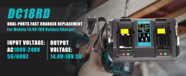 Dual Ports Replacement Charger for 14.4V-18V Makita Batteries - Image 7