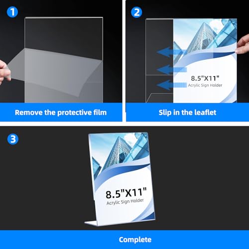 6 Pack Acrylic Sign Holder 8.5 x 11 - Crystal Clear Tabletop Displays - Image 4