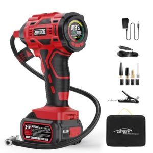AUTDER Cordless Tire Inflator – Portable 21V Air Compressor with Digital Pressure Gauge