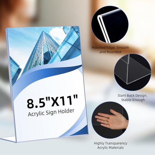 6 Pack Acrylic Sign Holder 8.5 x 11 - Crystal Clear Tabletop Displays - Image 5