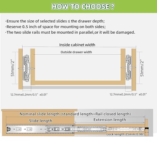 40 Inch Heavy Duty Locking Drawer Slides – Full Extension Ball Bearing Rails - Image 5