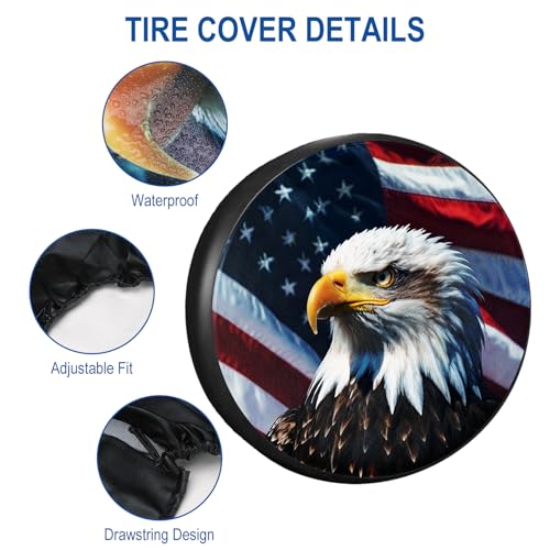 Heavy-Duty Spare Tire Cover with American Eagle USA Flag Design - 14 to 17 Inch Fit - Image 3