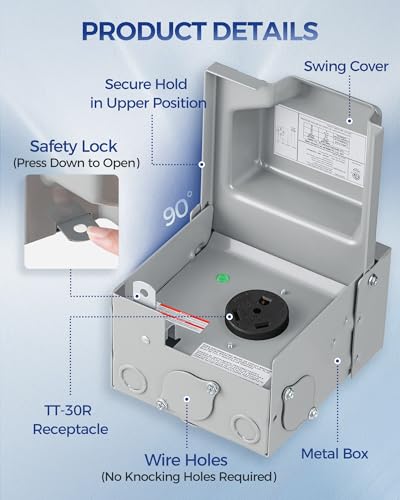 30 Amp RV Power Outlet Box - Weatherproof NEMA TT-30R Electrical Outlet - Image 6