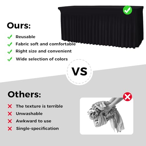 6FT Black Spandex Table Skirt - Wrinkle Resistant for Events - Image 7