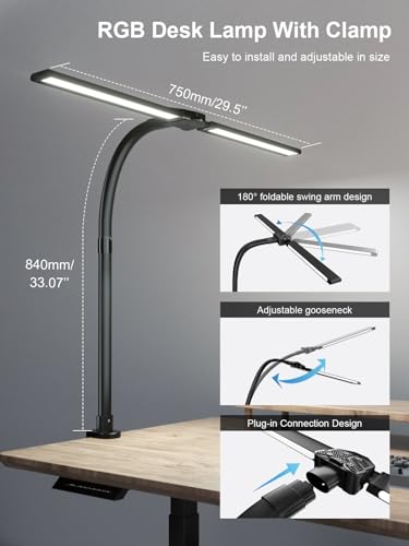 Ultra Bright Double Arm LED Desk Lamp with RGB Lighting - Image 3