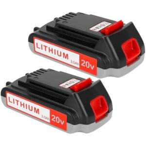 Replacement 20V Lithium Battery for Black+Decker Cordless Tools - 2 Pack