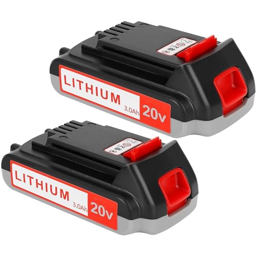 Replacement 20V Lithium Battery for Black+Decker Cordless Tools - 2 Pack