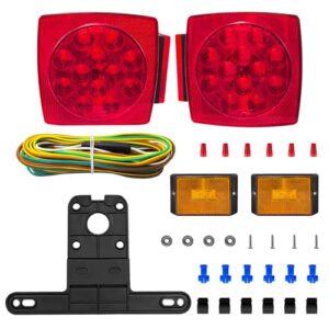 12V LED Submersible Trailer Lights Kit - Complete with Wiring Harness and License Plate Lights