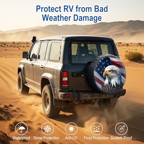 Heavy-Duty Spare Tire Cover with American Eagle USA Flag Design - 14 to 17 Inch Fit - Image 2