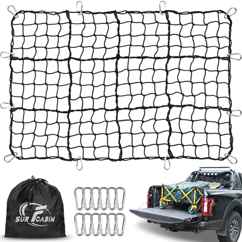 Premium 4'x6' Bungee Cargo Net - Expands to 8'x12' with Steel Carabiners
