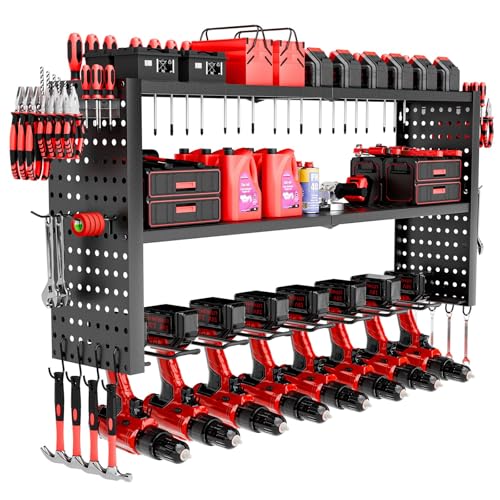 8-Slot Power Tool Organizer - Durable Wall-Mounted Tool Storage