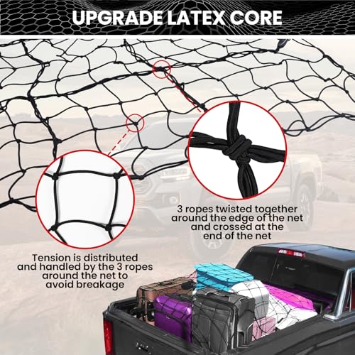 Premium 4'x6' Bungee Cargo Net - Expands to 8'x12' with Steel Carabiners - Image 6