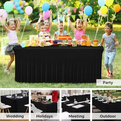 6FT Black Spandex Table Skirt - Wrinkle Resistant for Events - Image 5
