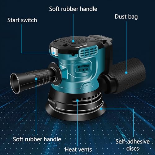 Cordless 5 Inch Random Orbital Sander Compatible with Makita 18V Batteries - Image 5