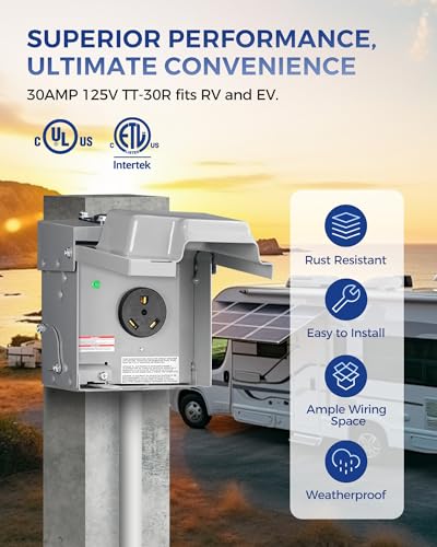 30 Amp RV Power Outlet Box - Weatherproof NEMA TT-30R Electrical Outlet - Image 5