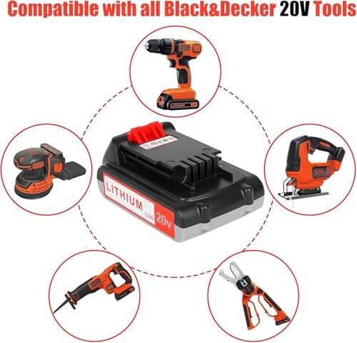 Replacement 20V Lithium Battery for Black+Decker Cordless Tools - 2 Pack - Image 4