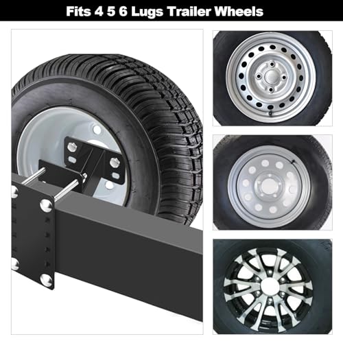 Heavy-Duty Spare Tire Carrier for Trailers - Fits 4, 5 & 6 Lug Wheels - Image 3