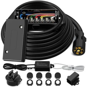 7 Pin Trailer Wiring Harness Kit - 12FT, Heavy Duty Connection with Waterproof Junction Box & Breakaway Switch