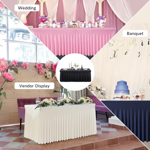 Premium Black Spandex Fitted Tablecloth for 6 Foot Rectangle Tables - Image 6