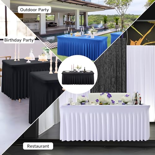 Premium Black Spandex Fitted Tablecloth for 6 Foot Rectangle Tables - Image 5